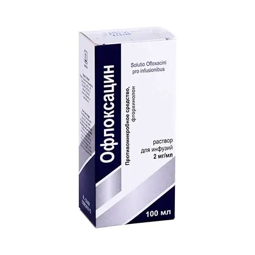 Ofloksatsin r-r d/inf. 2mg/ml 100ml