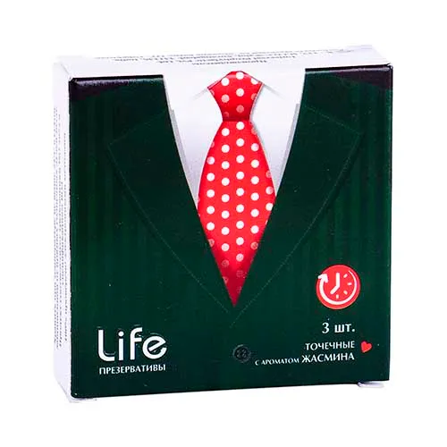 Prezervativi rezin/lateks Life №3 tochechnie (jasmin)