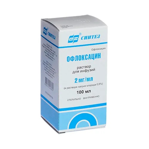 Ofloksatsin r-r d/inf. 2mg/ml 100ml