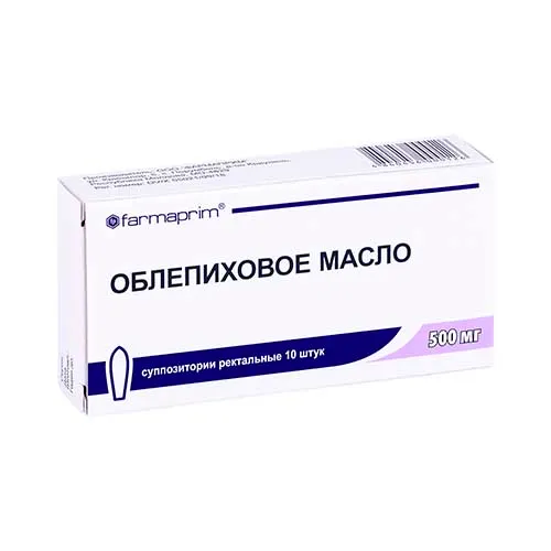 Облепиховое масло супп. рект. 500мг №10